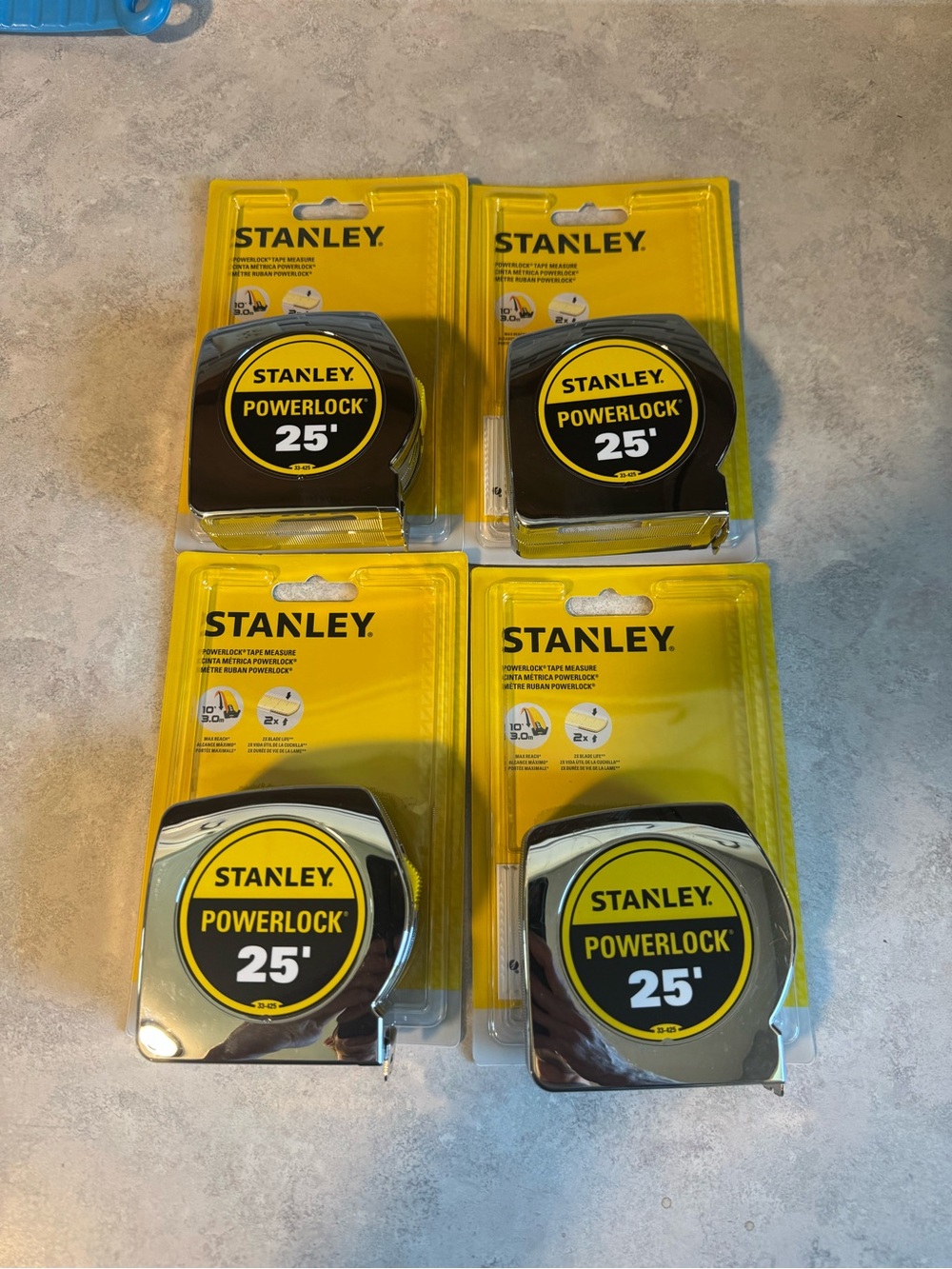 Lot of 4 STANLEY 25 ft. PowerLock Tape Measure 33-425